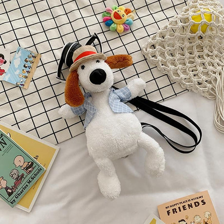 Adorable Cartoon Plush Shoulder Bag Duck White Green - Puppy Yellow