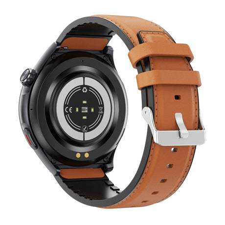 Smart Round Screen Watch With Bt Call And Health Tracking - Leather - Silicone Blue