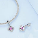 925 Sterling Silver Red Zircon Bracelet Pendant