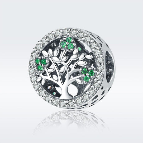925 Sterling Silver Tree Of Life Diamond Pendant Bead Accessory Style - Bead