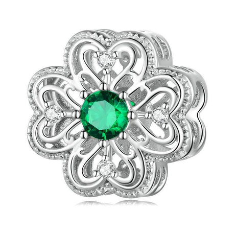 925 Sterling Silver Four Leaf Clover Beaded Bracelet