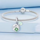 925 Sterling Silver Gold Plated Heart Clover Bracelet Pendant