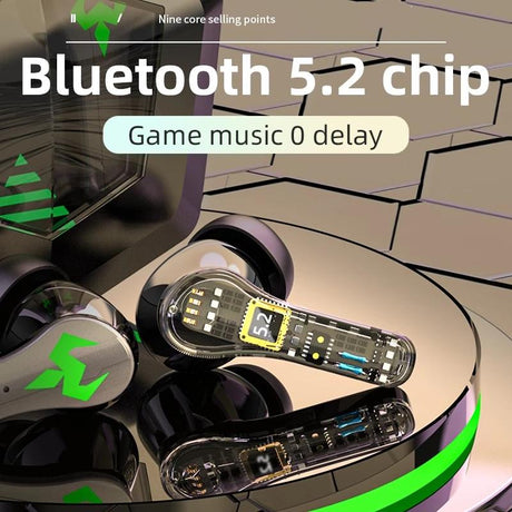 Low Latency Wireless Bluetooth Game Earphones with Colourful Lights - Digital Display