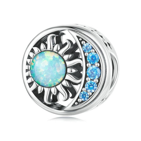 925 Sterling Silver Opal Sun Star & Moon Bracelet