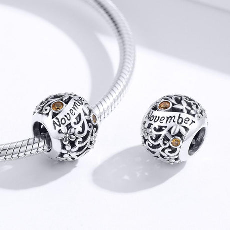 925 Sterling Silver Diy Birthstone Bracelet & Necklace Set November Style - November