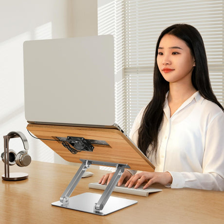 Adjustable Folding Laptop Stand With Cooling Fan - Portable Tablet Holder