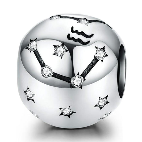 925 Sterling Silver Diy Zodiac Bracelet Beads Constellation Accessories Style - Aquarius