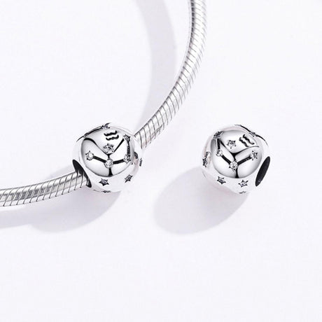 925 Sterling Silver Diy Zodiac Bracelet Beads Constellation Accessories Style - Aquarius