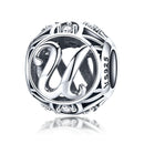 925 Sterling Silver Personalized Letter Beads For Diy Bracelets & Necklaces Style - U