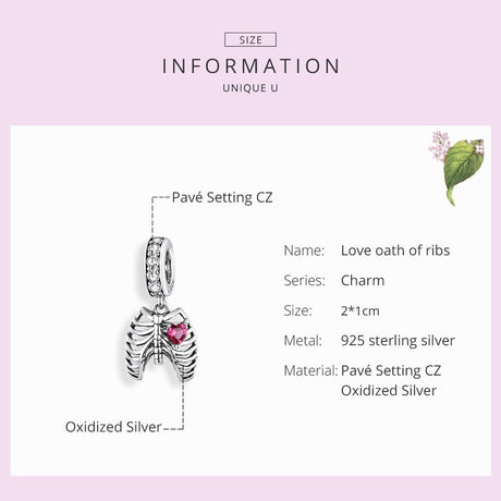 925 Sterling Silver Rib Pendant For Diy Bracelets