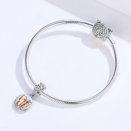 925 Sterling Silver Gold Butterfly Pendant For Diy Bracelets & Necklaces