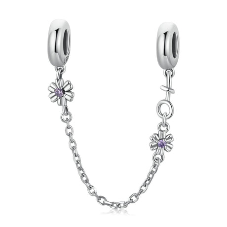 925 Sterling Silver Flower Safety Chain For Diy Bracelets & Necklaces