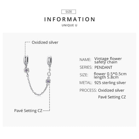 925 Sterling Silver Flower Safety Chain For Diy Bracelets & Necklaces