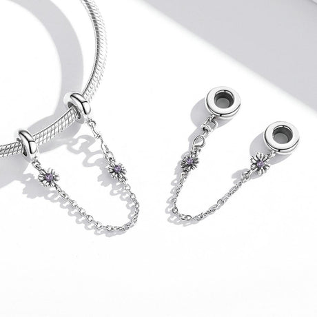 925 Sterling Silver Flower Safety Chain For Diy Bracelets & Necklaces