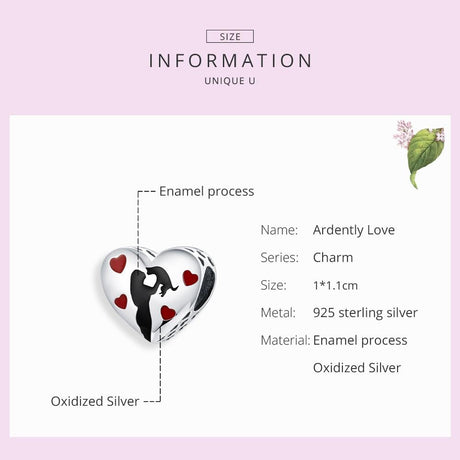 925 Sterling Silver Love Heart Pendant For Diy Bracelets