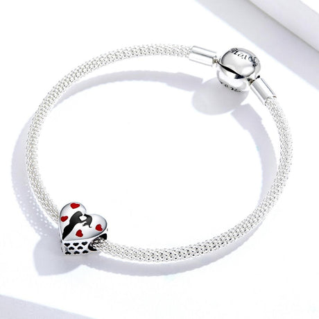 925 Sterling Silver Love Heart Pendant For Diy Bracelets