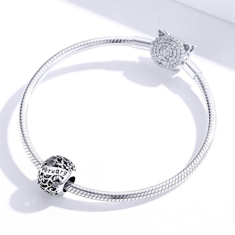 925 Sterling Silver Diy Birthstone Bracelet & Necklace Set February Style - February