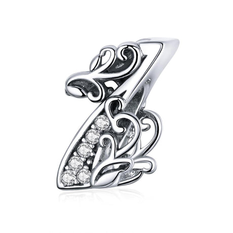 925 Sterling Silver Relief Number Series 0 9 Beads For Diy Bracelets & Necklaces Style - 1