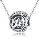 925 Sterling Silver Personalized Letter Beads For Diy Bracelets & Necklaces Style - B