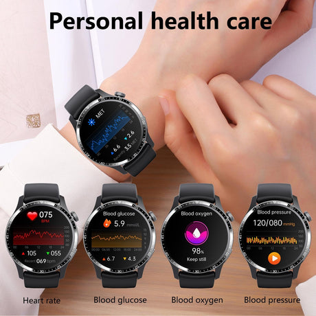 1.35 Inch Smart Watch Bluetooth Calls Health Monitoring 150+ Sports Black - Silver Gray Silicone
