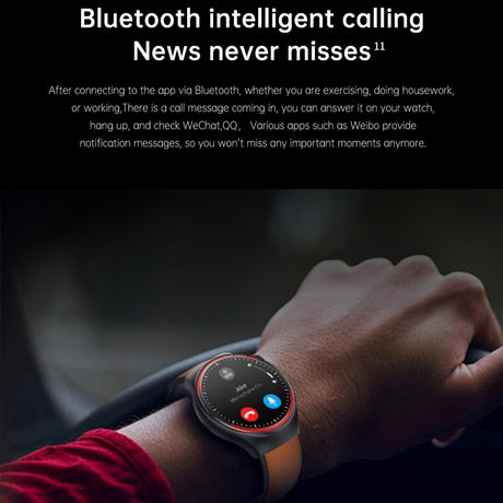 Smart Round Screen Watch With Bt Call And Health Tracking - Leather - Leather Brown