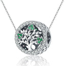 925 Sterling Silver Tree Of Life Diamond Pendant Set Style - Bead + Chain