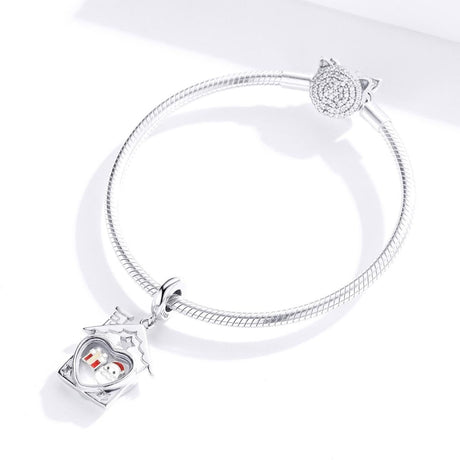 925 Sterling Silver Platinum Plated Santa Beads For Diy Bracelets & Necklaces