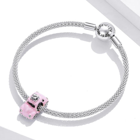 925 Sterling Silver Pink Car Beads For Diy Bracelets & Necklaces