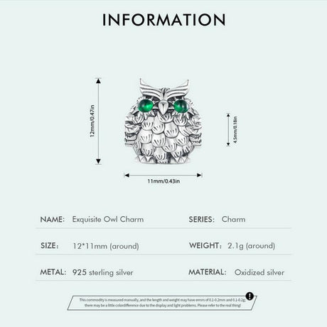 925 Sterling Silver Owl Pendant Necklace Charm For Diy Bracelets