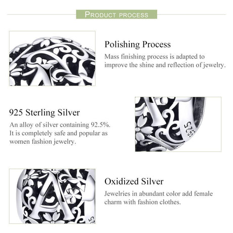 925 Sterling Silver Letter Beads For Diy Bracelets