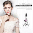 925 Sterling Silver Home Love Pink Gemstone Bracelet