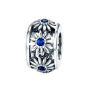 925 Sterling Silver Blue Daisy Spacer For Bracelet