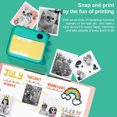 32Gb Children Instant Camera With Dual-Lens And Mini Print - Pink Cat