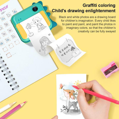 32Gb Children Instant Camera With Dual-Lens And Mini Print - Pink Cat