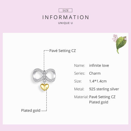 925 Sterling Silver Infinite Love Necklace & Bracelet Charm