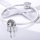 925 Sterling Silver Retro Hollow Dream Catcher Beaded Bracelet
