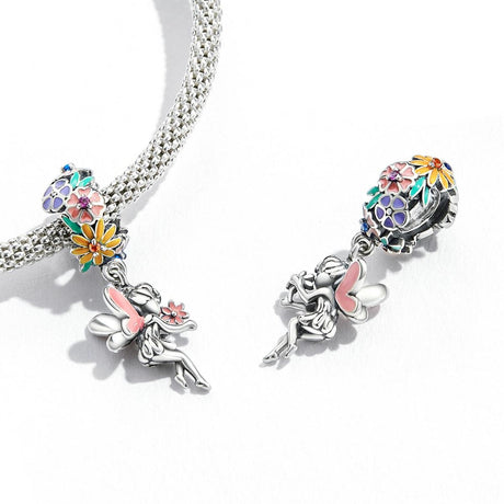 925 Sterling Silver Flower Elf Pendant For Bracelet Or Necklace