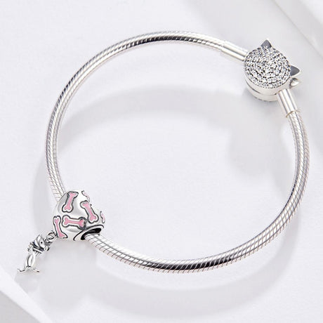 925 Sterling Silver Heart Dog Bone Beads For Diy Bracelets
