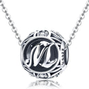 925 Sterling Silver 26 English Letter Beads For Diy Bracelets & Necklaces Style - M