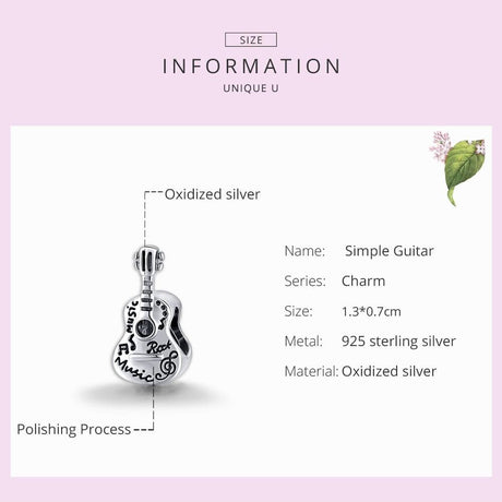 925 Sterling Silver Guitar Beads For Diy Bracelets & Necklaces