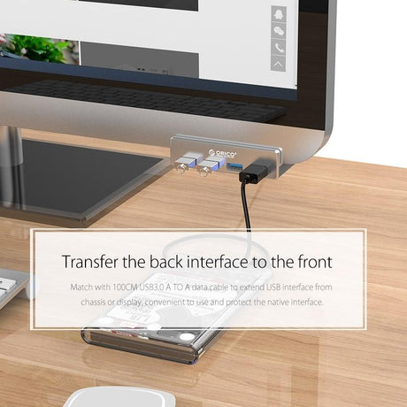 Aluminum 4-Port Usb 3.0 Clip Hub With 1M Cable - Pc1123