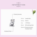 925 Sterling Silver Adorable Cat Beaded Bracelet