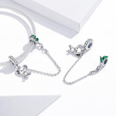 925 Sterling Silver Koala Safety Chain For Bracelets & Necklaces