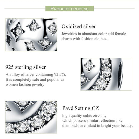 925 Sterling Silver Exquisite Star Diamond Beads For Diy Bracelets & Necklaces