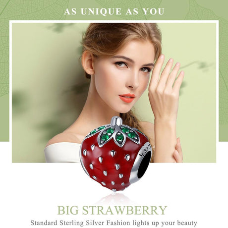 925 Sterling Silver Strawberry Beads For Diy Bracelets