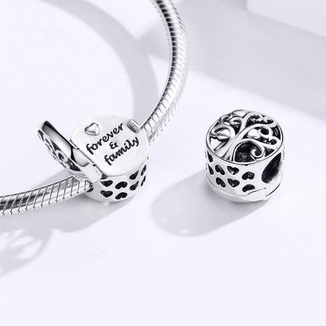 925 Sterling Silver Openable Family Tree Beaded Bracelet