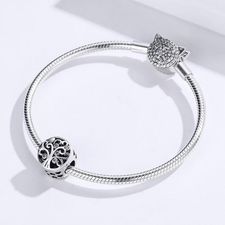 925 Sterling Silver Openable Family Tree Beaded Bracelet