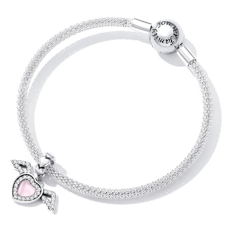 925 Sterling Silver Heart Wing Pendant For Diy Bracelets & Necklaces