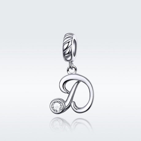 925 Sterling Silver Personalized Letter Pendant For Diy Bracelets And Necklaces Style - D