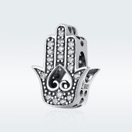 925 Sterling Silver Hand Of Fatima Beads For Diy Bracelets